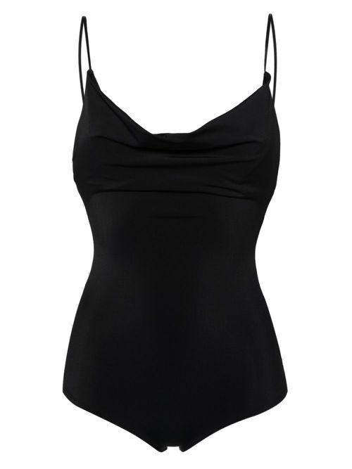 Draped scoop-neck swimsuit - Black