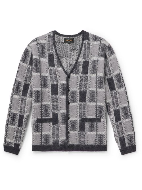 Brushed Checked Jacquard Cardigan