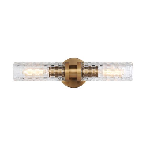 Aged Gold Brass Two Light Wall Sconce from the Weaver Collection