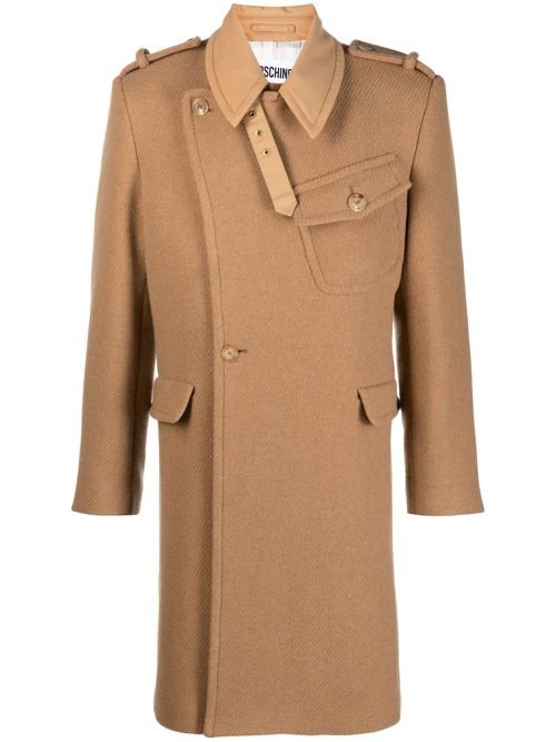 Panelled wool-blend single-breasted coat - Neutrals
