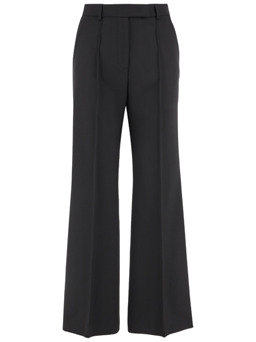 Tailored Black Pants With Pressed Pleats And Belt Loops