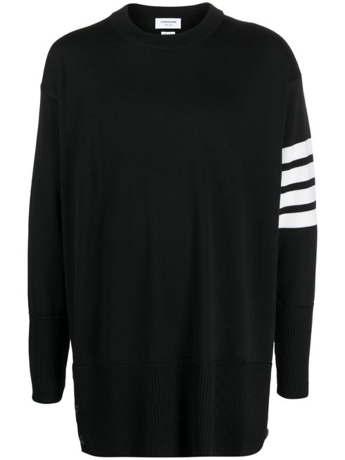 Fine-knit 4-Bar wool jumper - Black