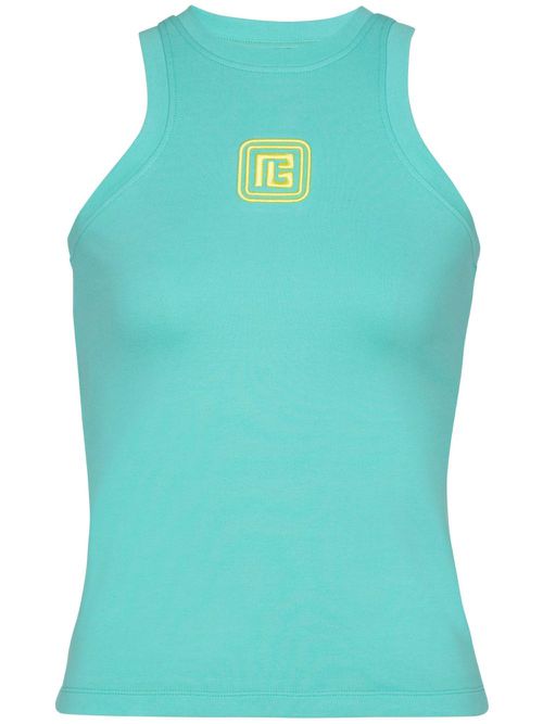 Logo-embroidered racerback tank top - Blue