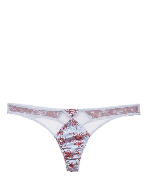 Jacquard topstitch thong - Blue