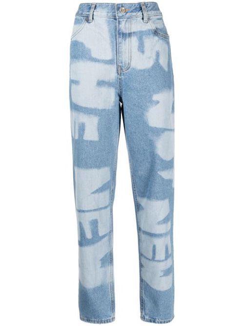 Slogan washed jeans
