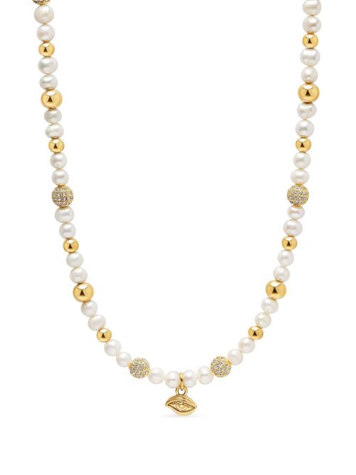 Eye-charm peark necklace - Gold