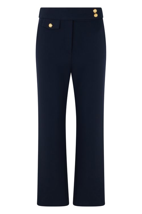 Decorative Button Detail Trousers — Navy
