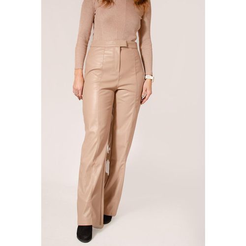 River Island Womens Leather Look Wide Leg Trousers - Beige - 8 Regular