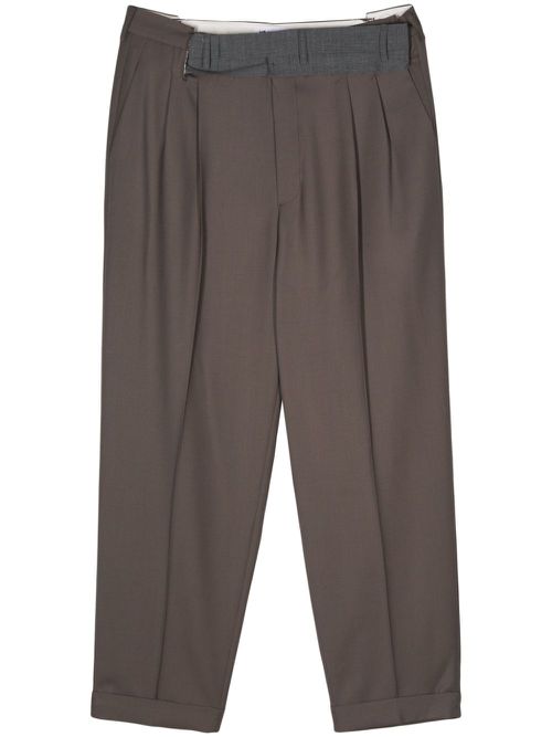 Pleat-detail wide-leg trousers - Brown