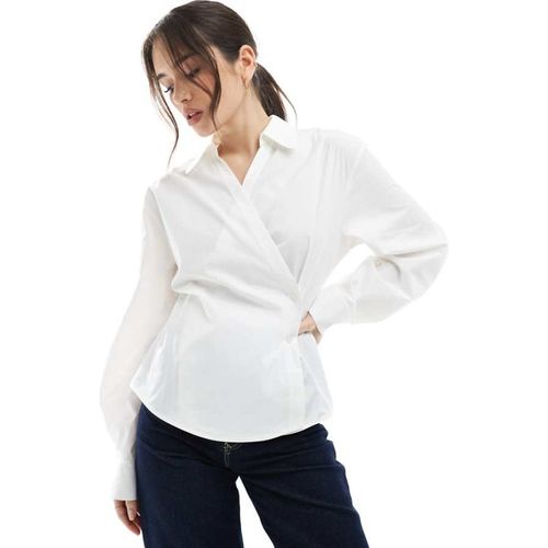 ASOS DESIGN Womens wrap shirt with cocoon sleeve in white - Large