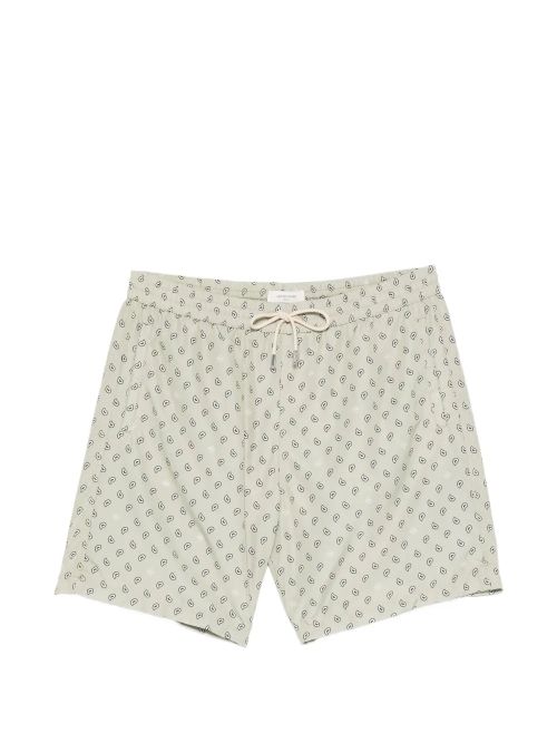 Paisley Print Swim Shorts — Cream