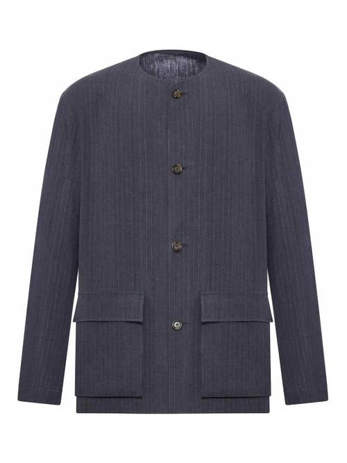 Pinstriped Linen Korean Jacket
