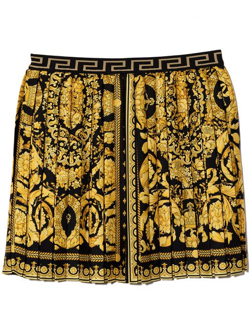 Barocco Kids-print pleated skirt - Black