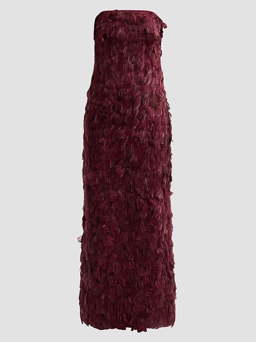 Women's Malvina Feather Strapless Gown - Fig