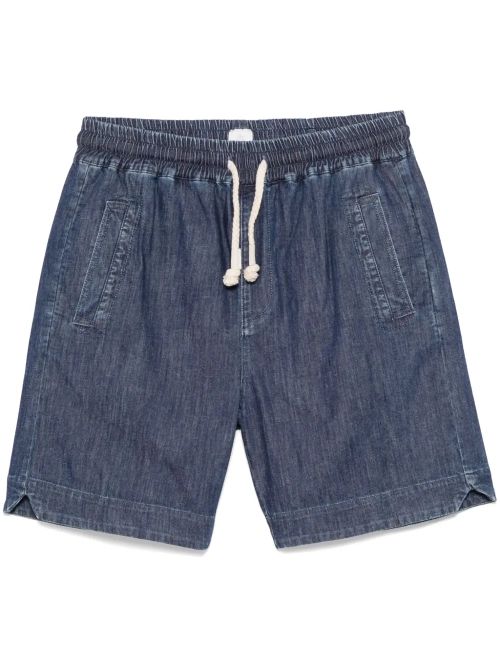 Drawstring Waistband Denim Shorts — Blue