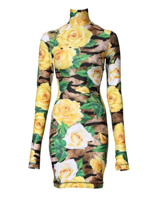 Floral Print Mini Dress — Multicolor