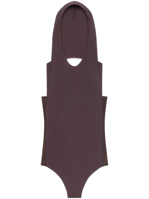 Dark Brown Illusion Hooded Bodysuit