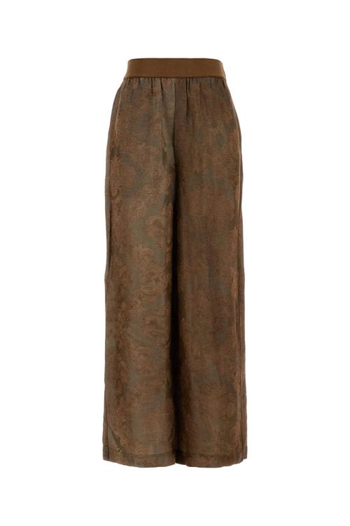 Brown Viscose Blend Pansy Wide-leg Pant