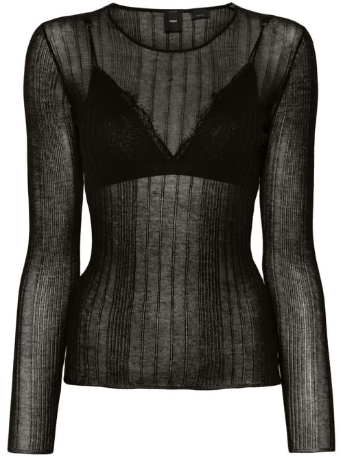 Semi-sheer knitted top - Black