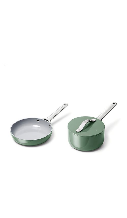 Caraway LOT DE MINI DUOS NON-STICK CERAMIC MINI FRY PAN & MINI SAUCE PAN DUO en Sage