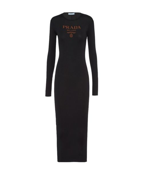 Long silk knit dress