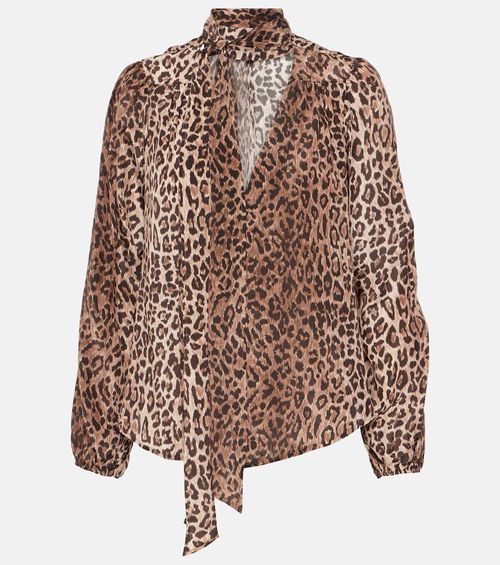 Moss leopard-print silk blouse
