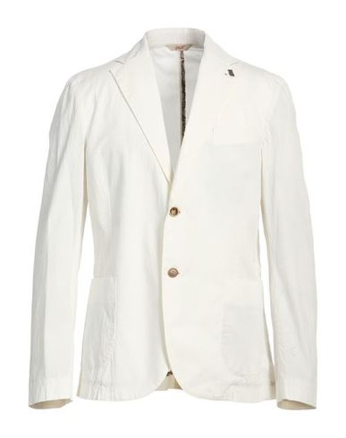 Man Blazer Off white Size 38 Cotton, Elastane