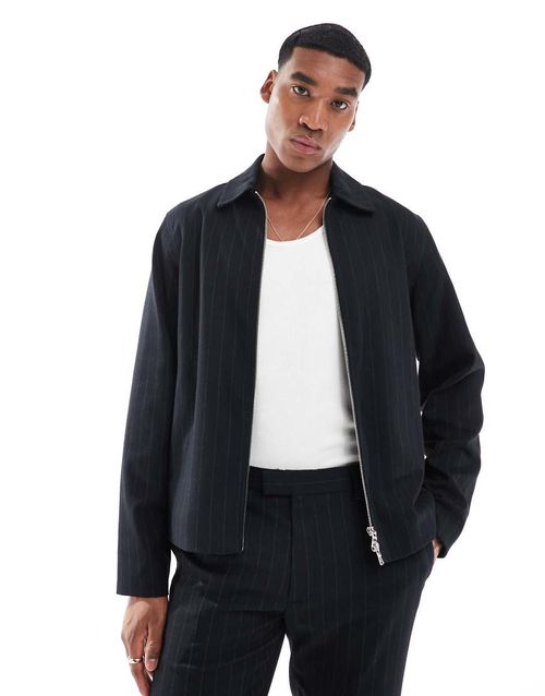 Harrington jacket in navy pinstripe - part of a set