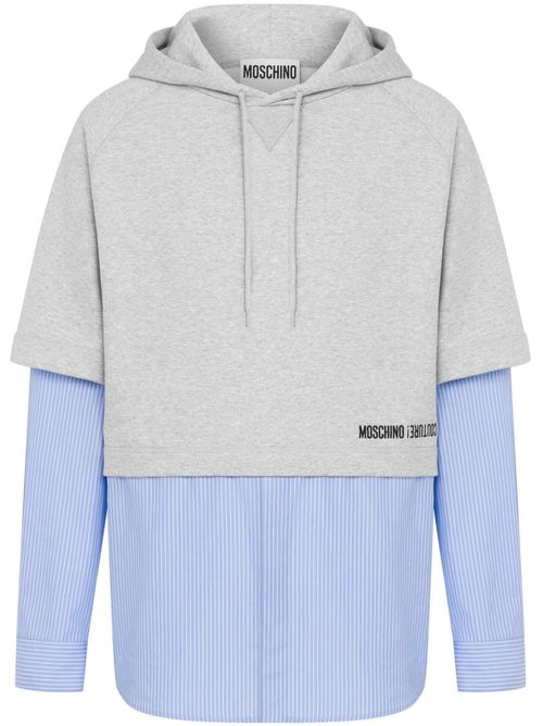 Logo-print layered hoodie - Grey