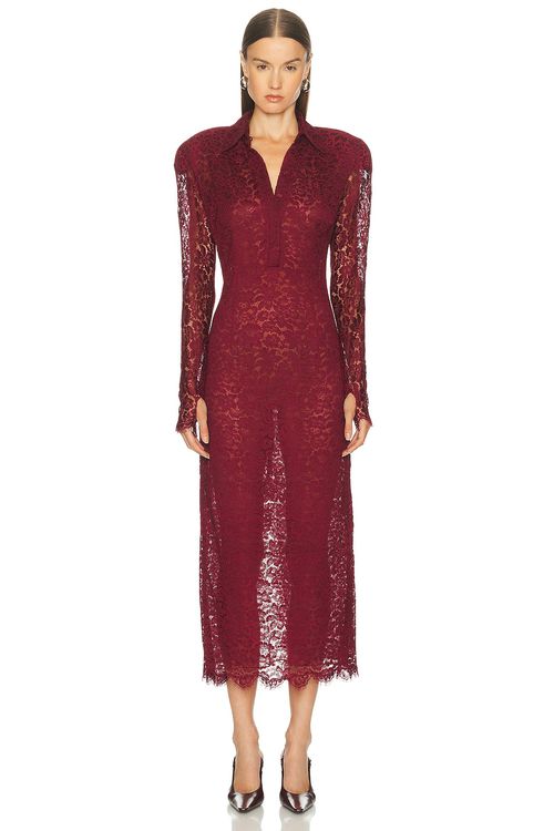 Rowen Rose Lace Long Dress in Wine