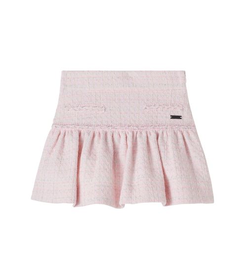 Cotton-blend lamé tweed skirt
