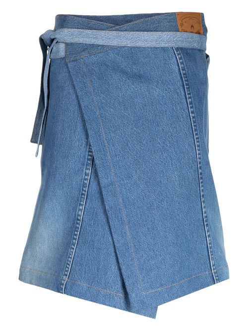 Moonogram denim apron - Blue
