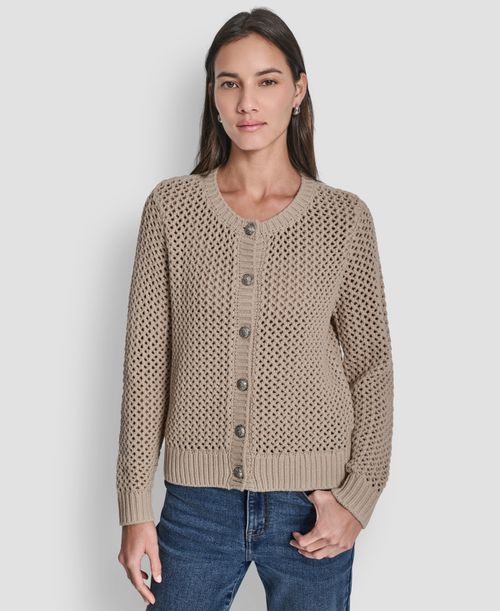 Women's Open-Knit Cardigan - Ivory/Silver