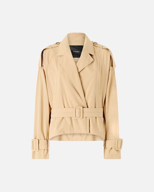 Short cotton trench coat with belt - L