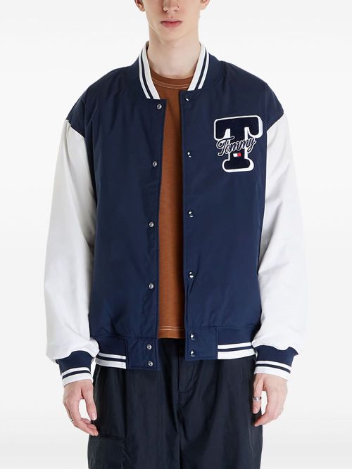 Logo-embroidered bomber jacket - Blue