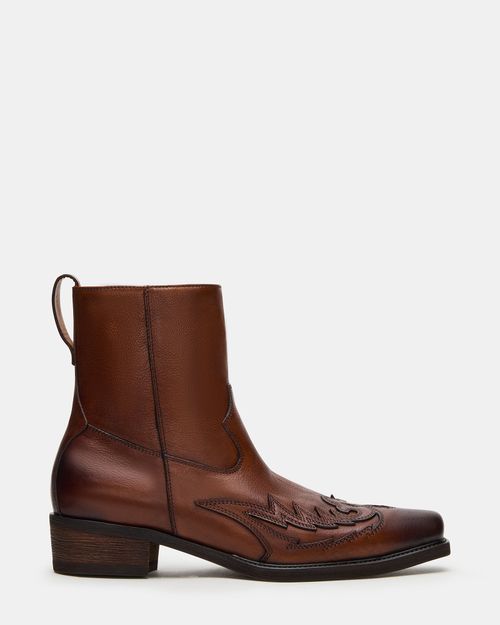 Steve Madden Men's Santana Ankle Boots - Brown - - Leather