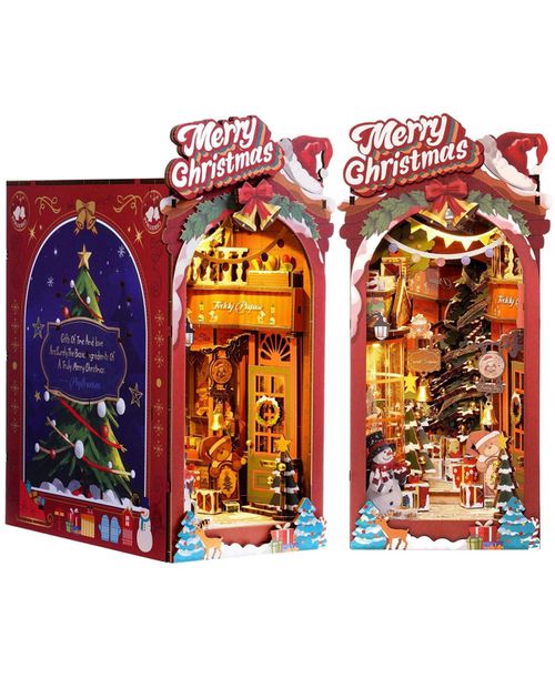 3D Puzzles Diy Miniature Dolls House Kit Wooden Puzzle Booknook Bookshelf Decoration Holiday Gifts