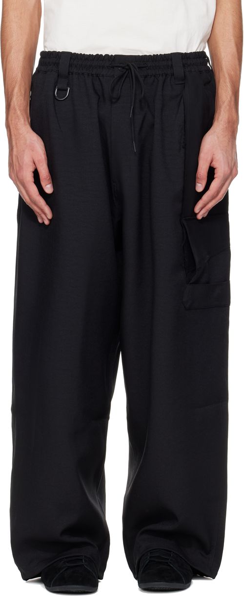 Black Sport Uniform Straight Cargo Pants