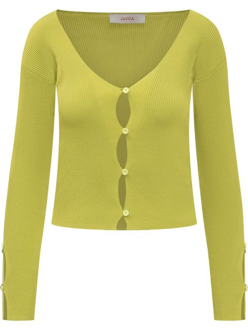 Fine-ribbed cardigan - Green