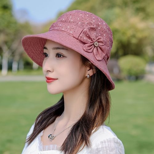 TEMU Spring And Summer Country Style Elderly Hat, Women's Spring Autumn Sunshade Hat, Mom Sun Hat Top Hat, Grandma Face Bucket Hat, Outdoor Casua