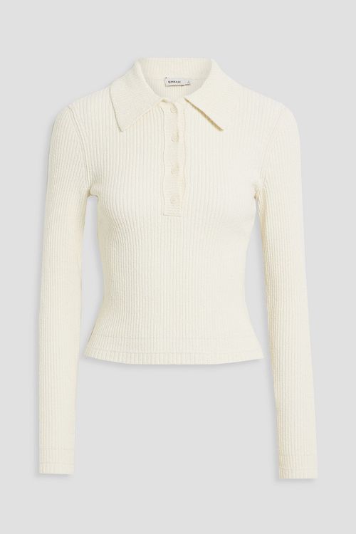 Delfina ribbed cotton-blend polo sweater