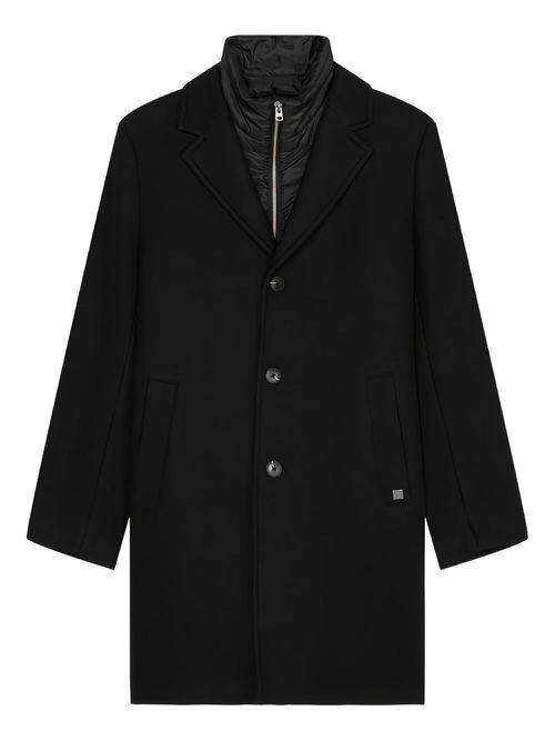 Single-breasted wool coat - Black