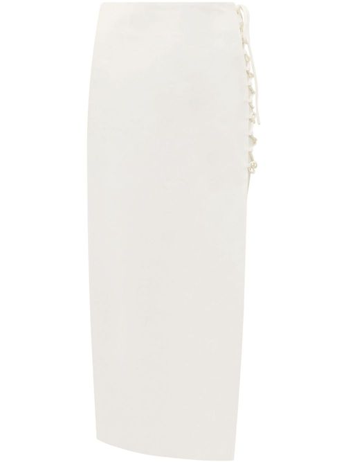 Side lace-up midi skirt - White
