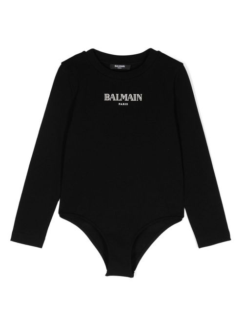 Logo-appliqué long-sleeve body - Black
