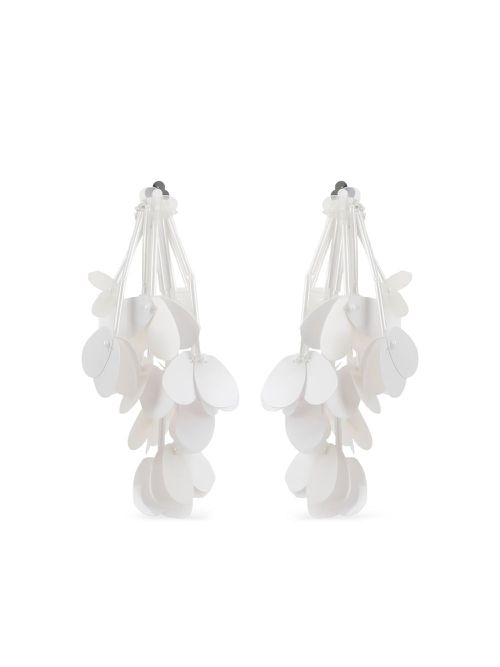 Plan C sequin fringed clip-on earrings - White