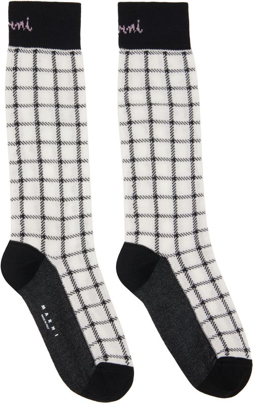 Black & White Jacquard Check Socks