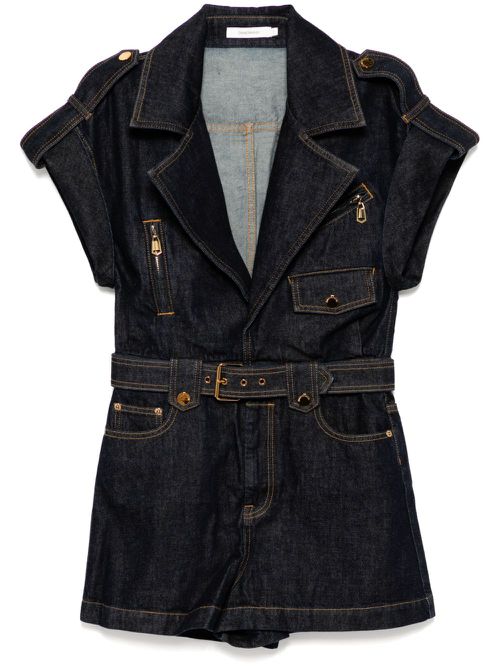 Crush denim playsuit - Blue
