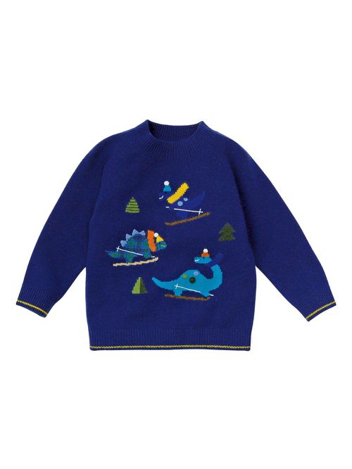 Patterned intarsia-knit wool top - Blue