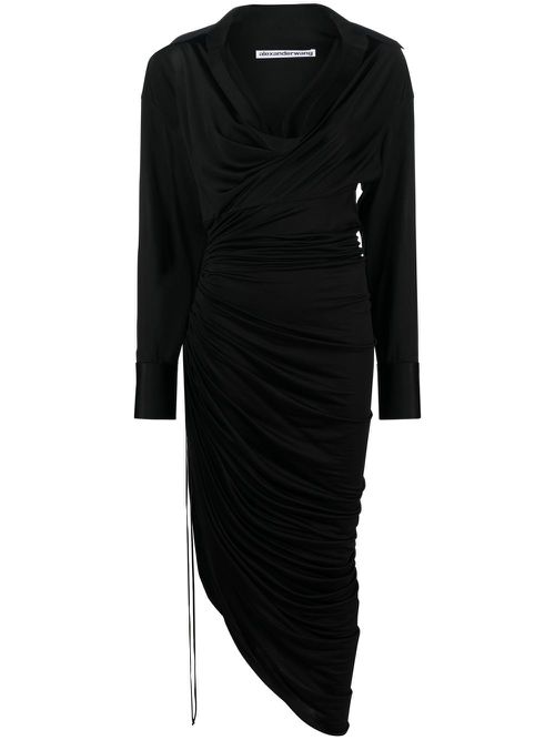 Asymmetric V-neck dress - Black