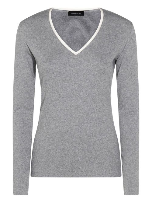 V-neck long-sleeve top - Grey